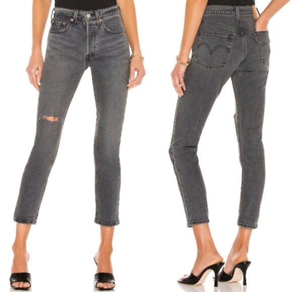 LEVI'S Premium 501 Skinny in Dark Side Of The Moon, Faded Black, Size 26 - Picture 16 of 16